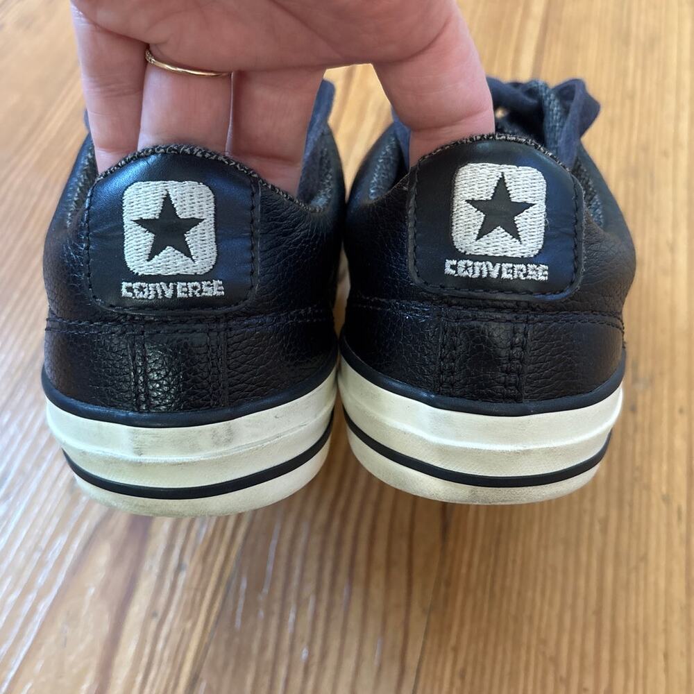 Converse All Star black leather low top unisex lace sneakers SIZE M7 W9‎ - Picture 3 of 8